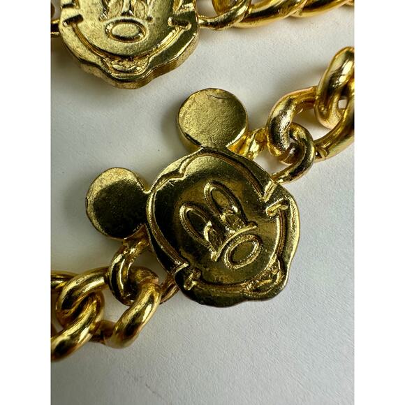 Vintage Mickey Mouse Disney Adjustable Chain Belt Glentex New York Gold Tone 42" - Picture 10 of 16